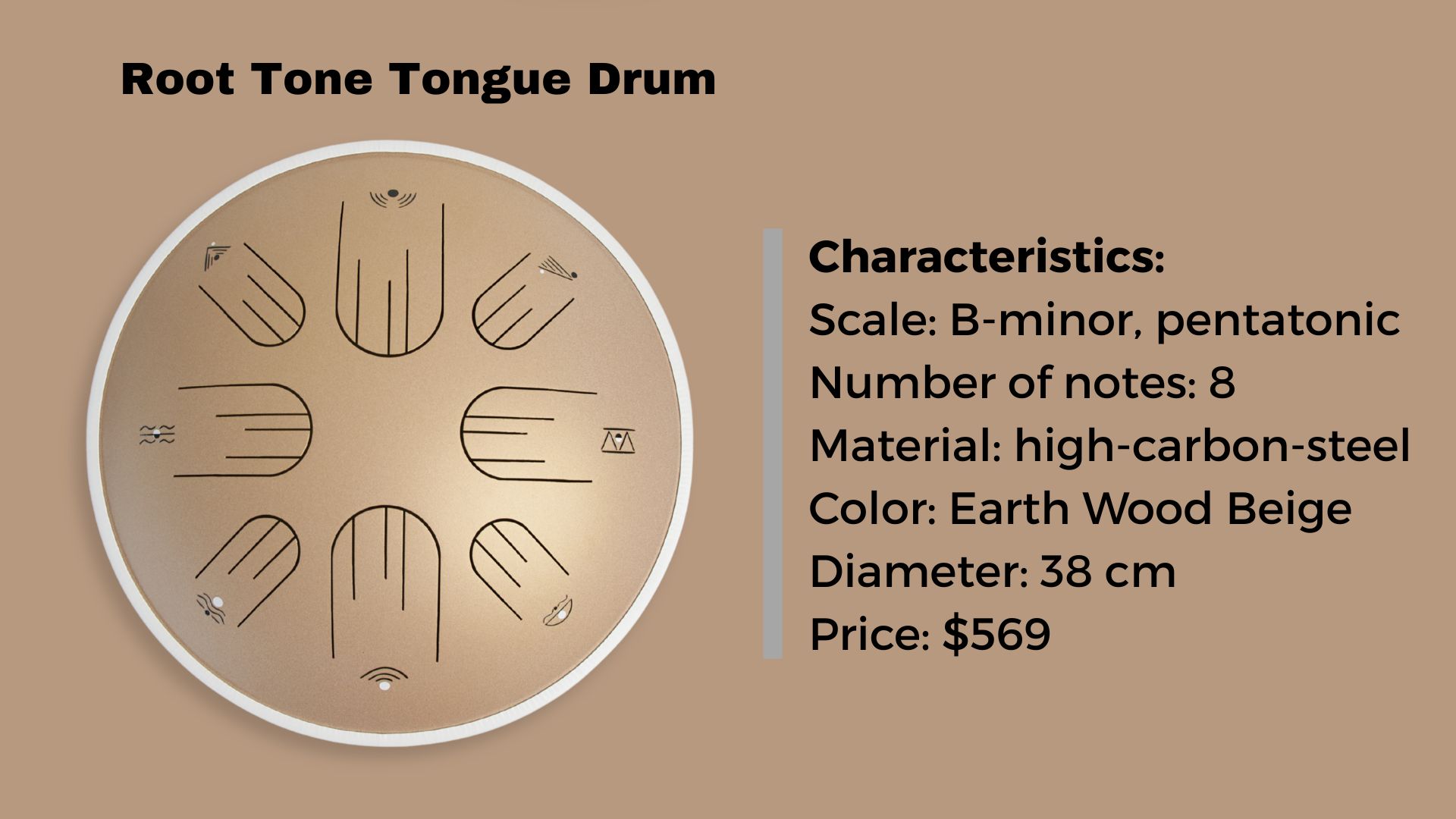 Root tone tongue drum details