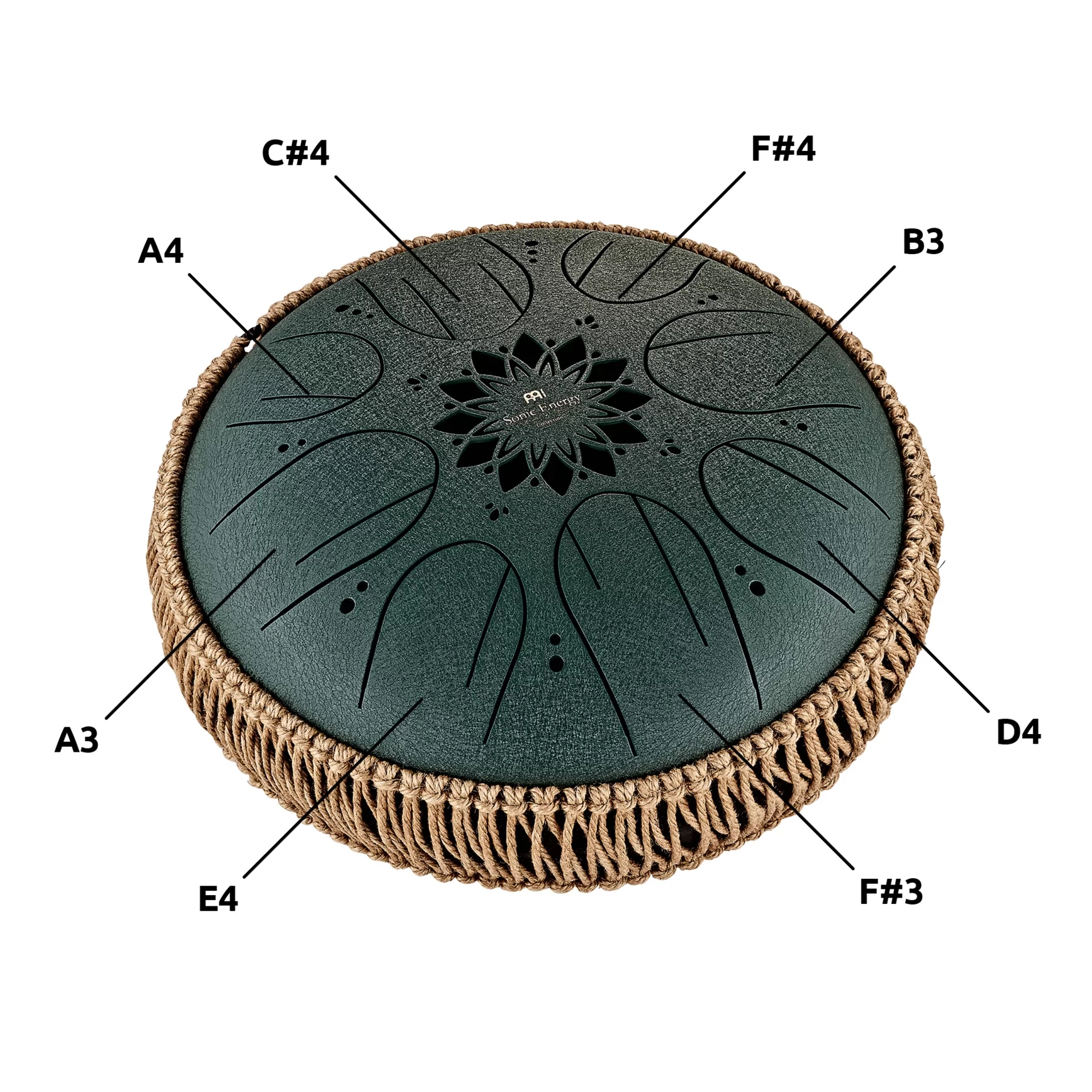 Meinl 10" Medium Tongue Drum, F# Minor, 8 Notes, 432 Hz, with mallets